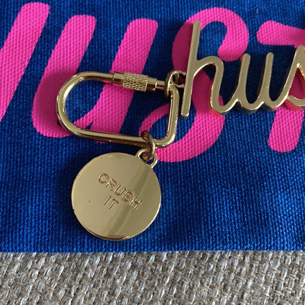 Free with purchase NWT HUSTLE back to school pencil case key chain girl power - Picture 2 of 2